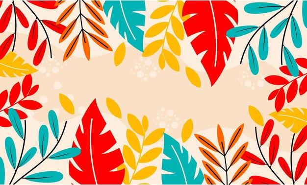 Vector flat abstract floral leaves background