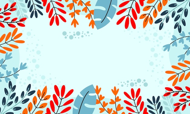 Vector flat abstract floral leaves background