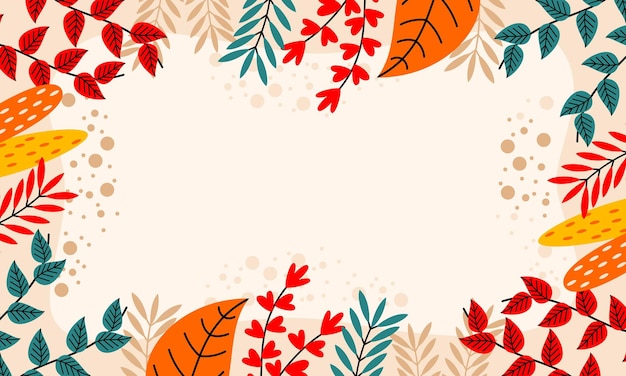 Vector flat abstract floral leaves background