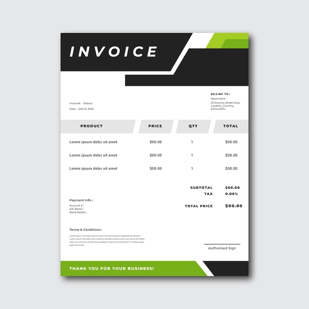 Flat abstract geometric business invoice