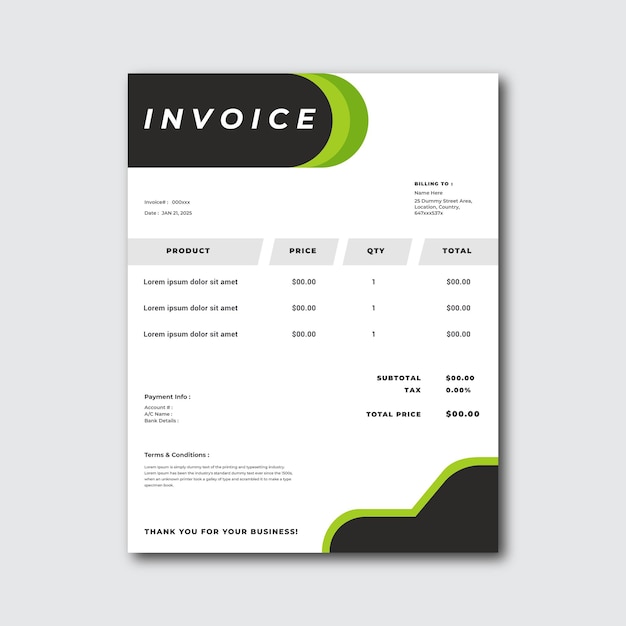 Flat abstract geometric business invoice