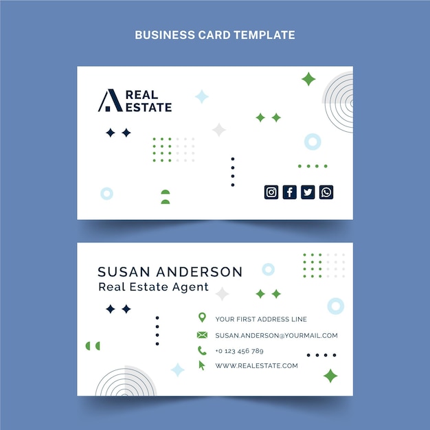 Flat abstract geometric real estate business card