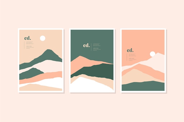 Flat abstract landscape cover collection