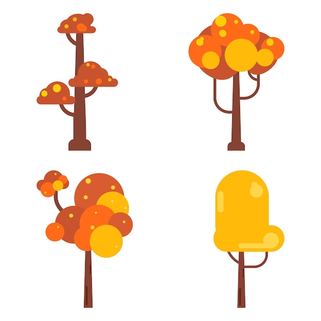 Flat abstract orange tree cartoon