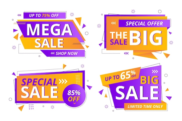 Flat abstract sale banners collection