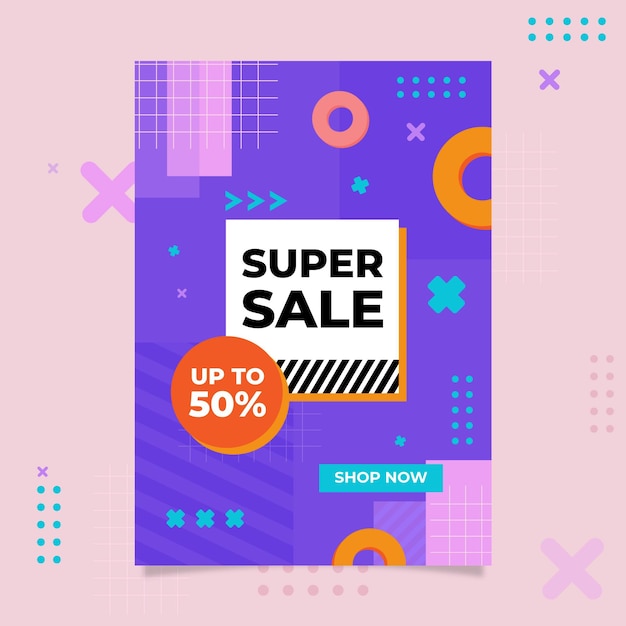 Flat abstract sales poster template