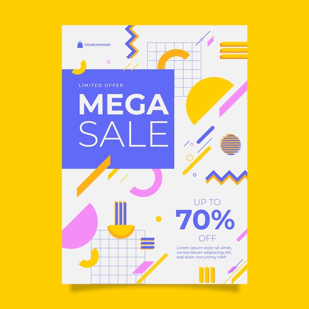 Flat abstract sales poster with offer