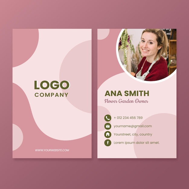 Flat abstract vertical business cards