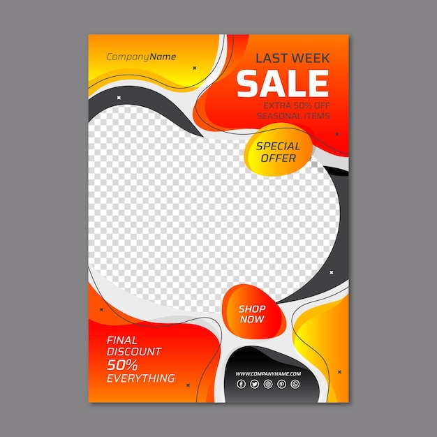 Flat abstract vertical sale poster template