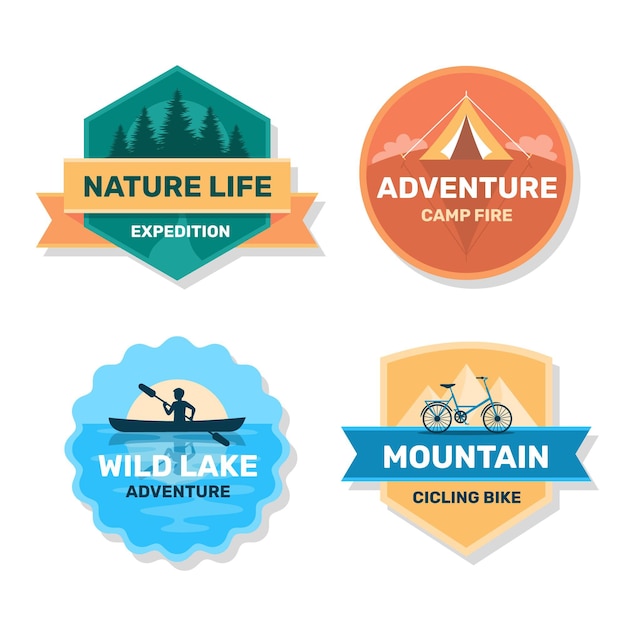 Flat adventure badges collection