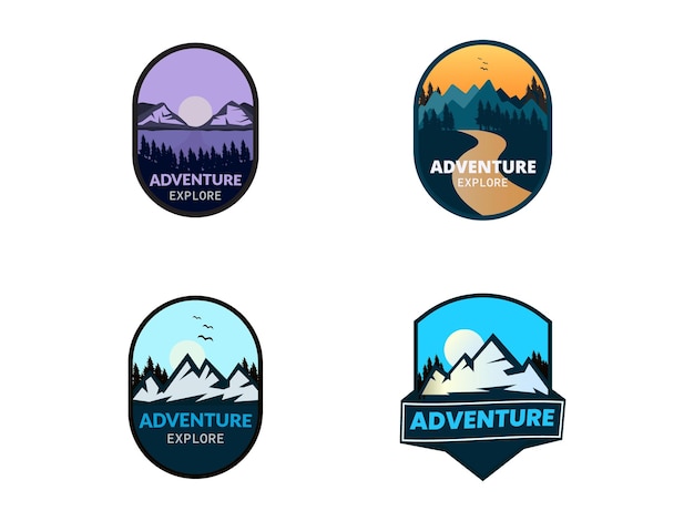 Flat adventure badges logo collection