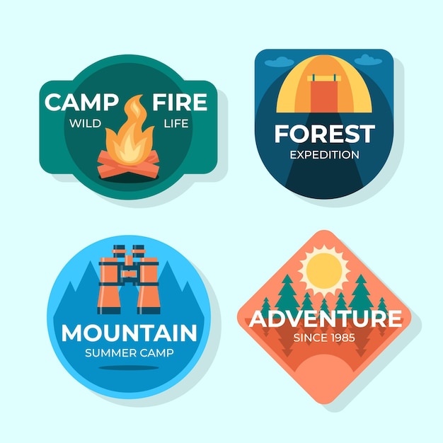 Flat adventure badges set