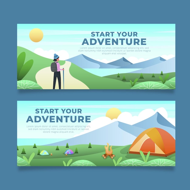 Flat adventure banners set