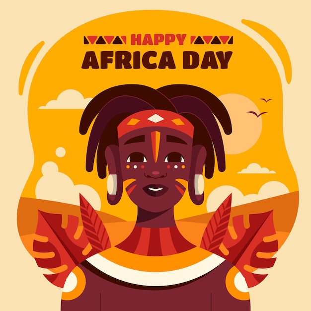 Flat africa day celebration illustration