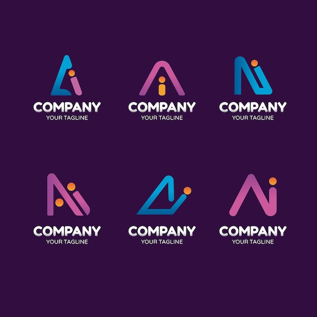 Flat ai logo templates set