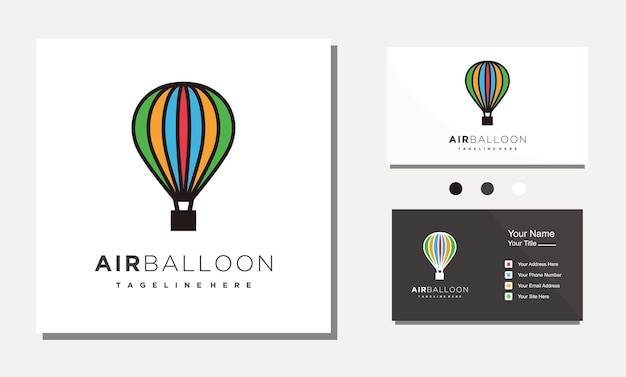 Flat air balloon logo design icon vector