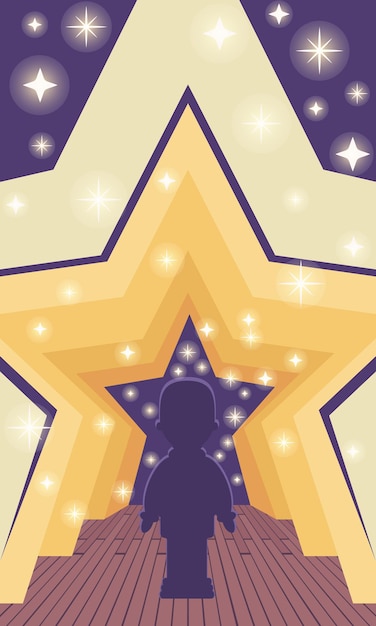 Flat alley star Christmas child vector postcard