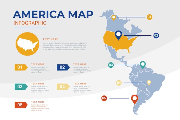 Vector flat america map infographic