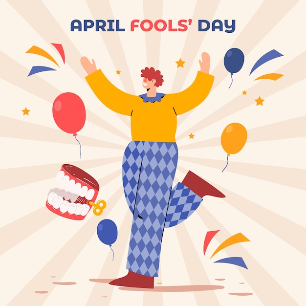 Flat april fools day illustration