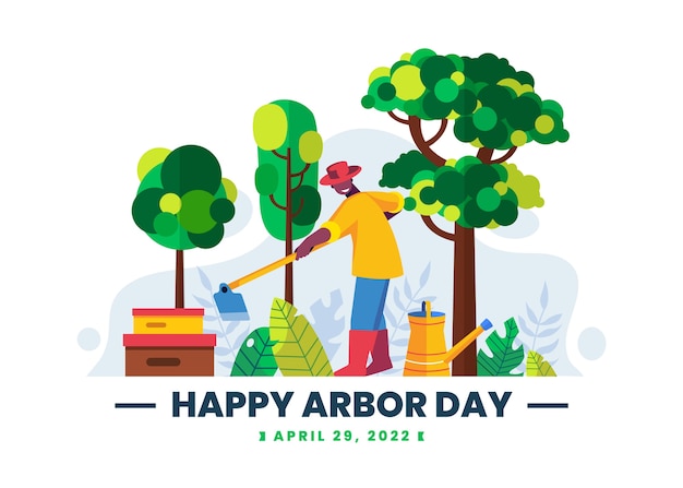 Flat arbor day illustration