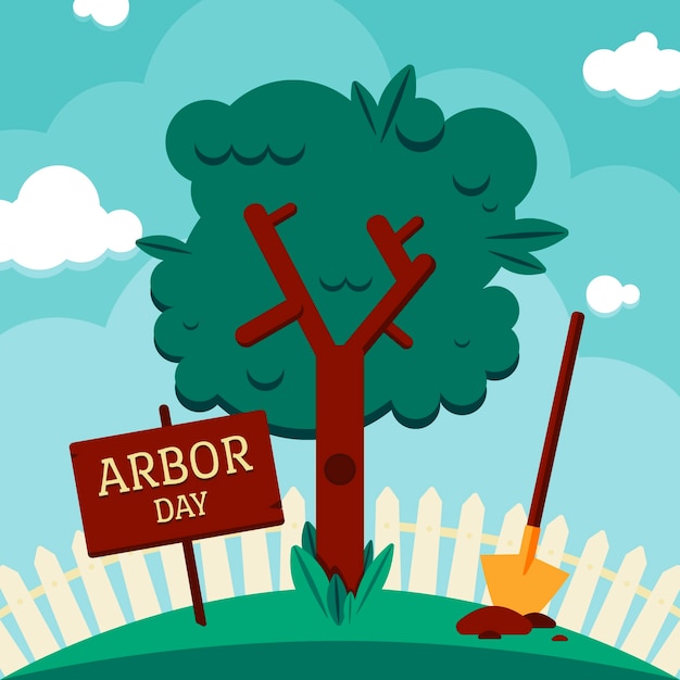 Flat arbor day illustration