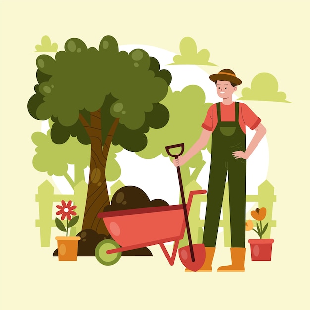 Flat arbor day illustration