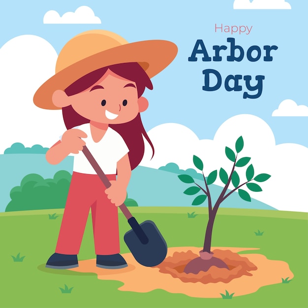 Flat arbor day illustration