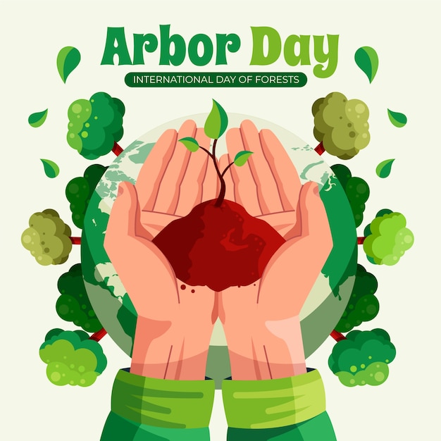 Flat arbor day illustration