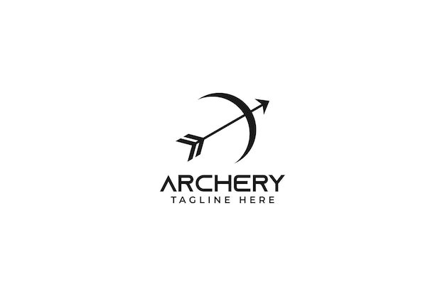 Flat archery bow and arrow logo design vector illustration idea