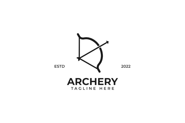 Flat archery bow and arrow logo design vector illustration idea