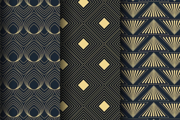 Flat art deco pattern collection