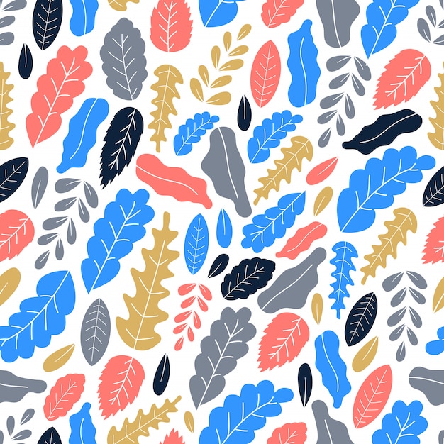 Flat Art Leaves Seamless Pattern   vector illustration