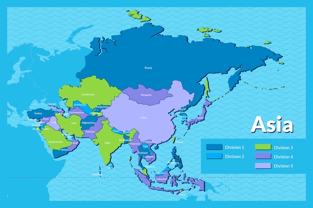 Flat asia map illustration