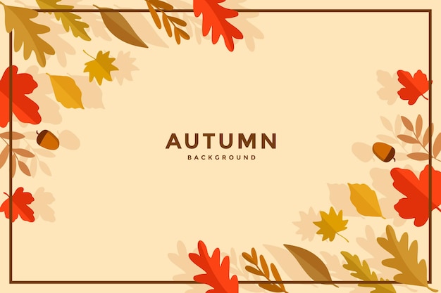 Flat autumn leaves background illustration with frame