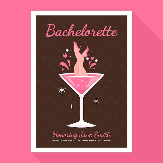 Flat bachelorette party vertical poster template