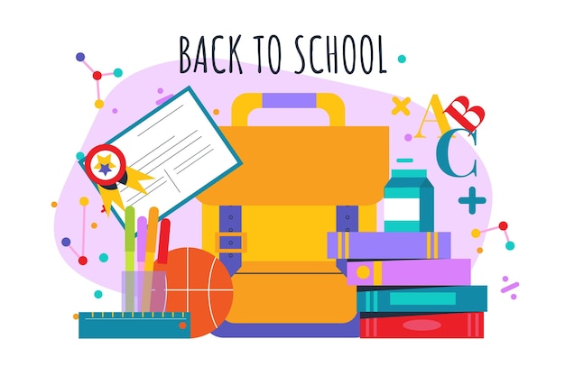 Flat back to school background