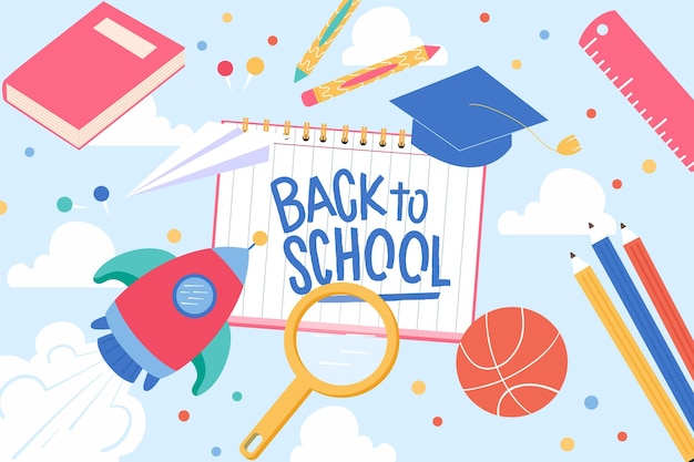 Flat back to school background