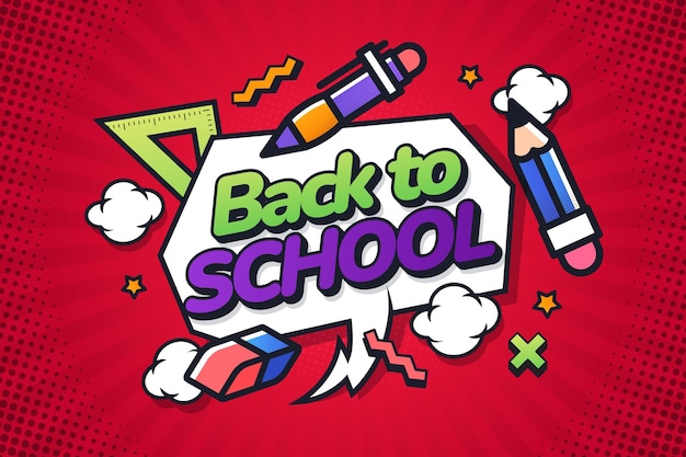 Flat back to school background