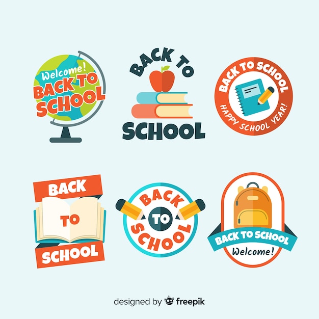 Flat back to school badge collection