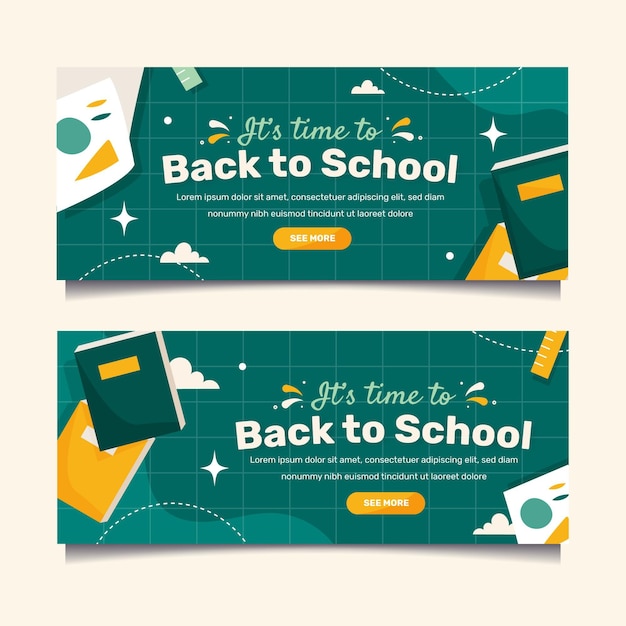 Flat back to school banners set