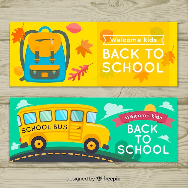 Vector flat back to school banners