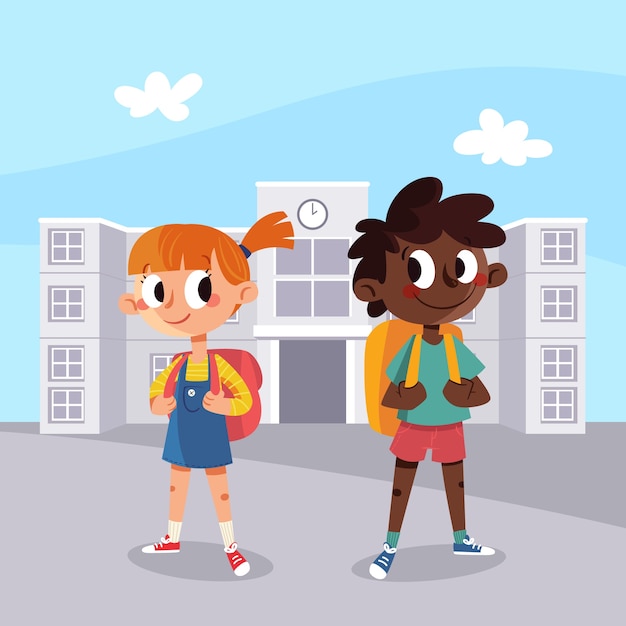 Flat back to school illustration