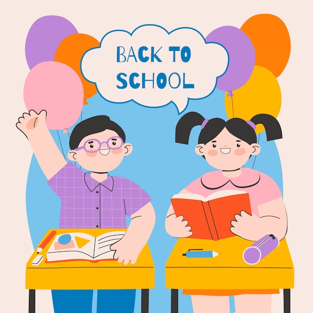 Flat back to school illustration