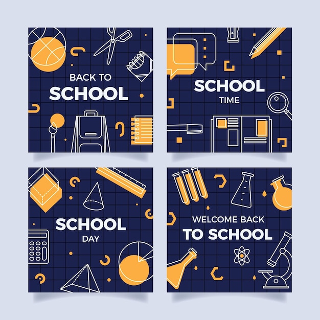 Flat back to school instagram posts collection