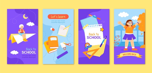 Flat back to school instagram stories collection