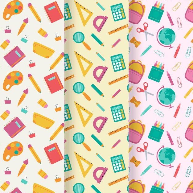 Flat back to school patterns collection