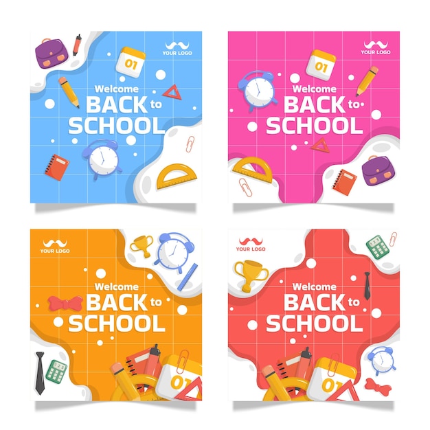 Flat Back to School Social Media Posts collection