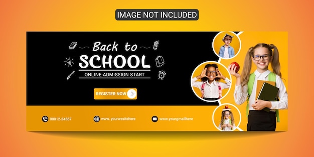 Flat Back to school social media web banner and Facebook cover photo design template