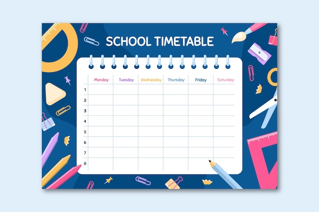 Flat back to school timetable template