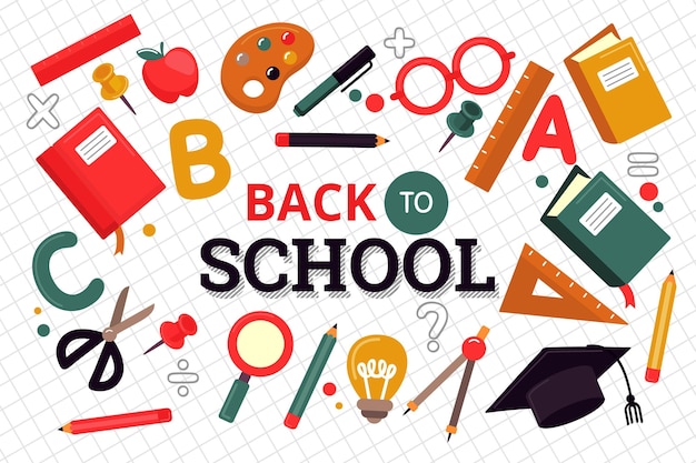 Flat back to school wallpaper